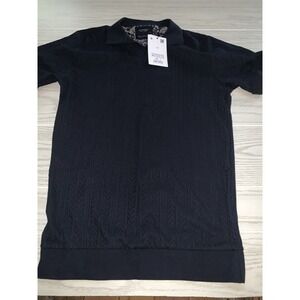 Cactus‎ Man Ricky Singh men's size medium Blue Jacquard short sleeve polo shirt